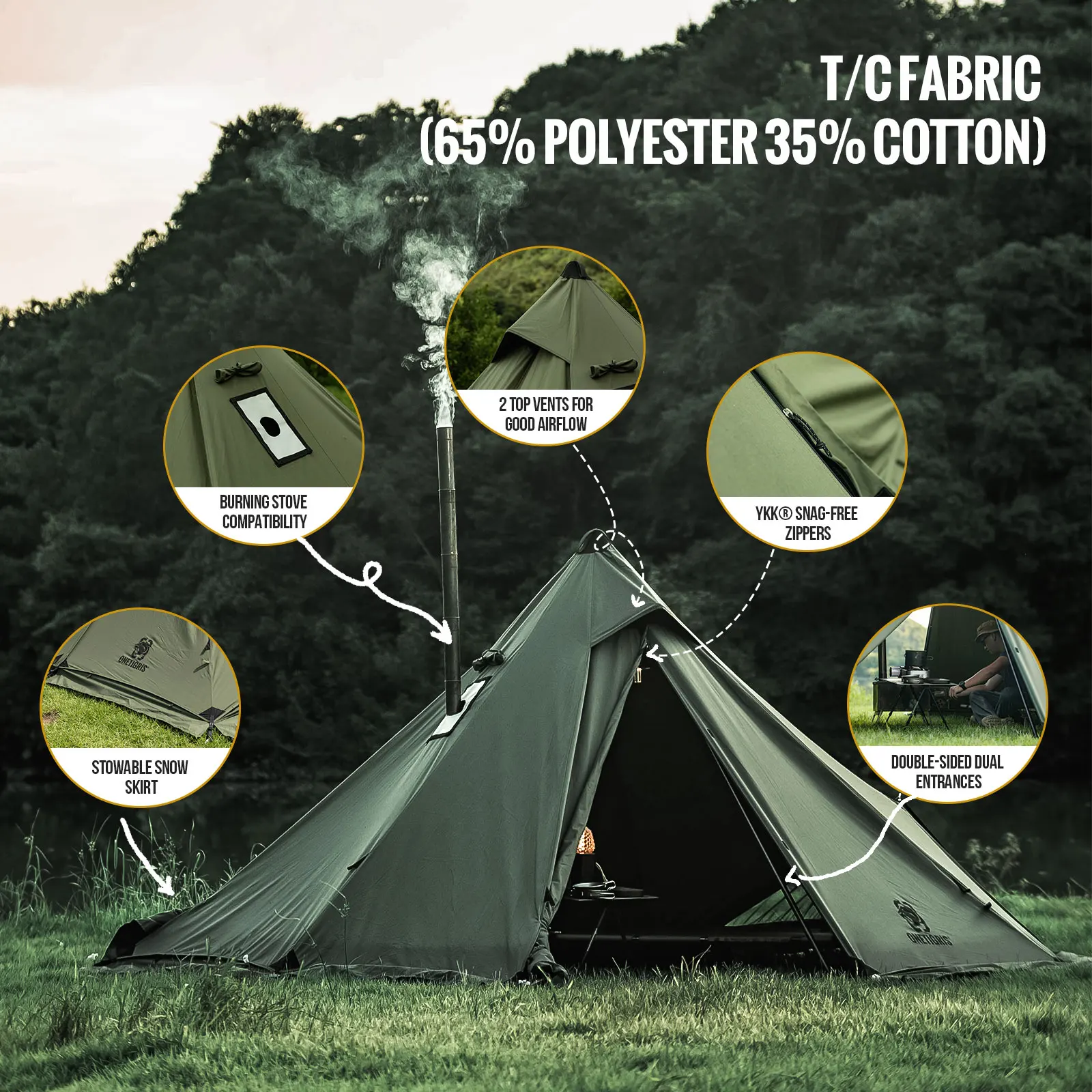 OneTigris CONIFER T/C テント 設営イメージ