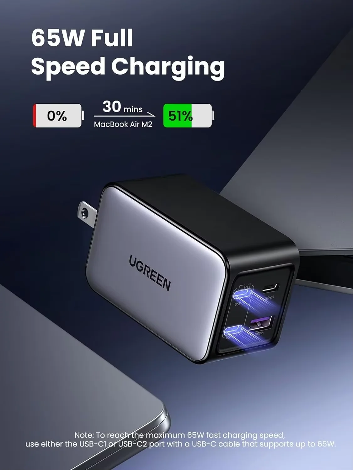 UGREEN Nexode 65W GaN充電器 サイズ感